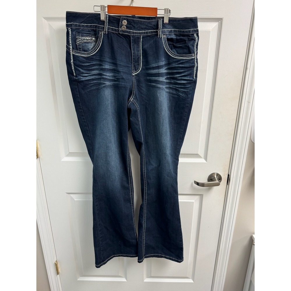 Lane Bryant Bootcut Jeans Womens 18 Dark Wash Good Embellished Back Pockets